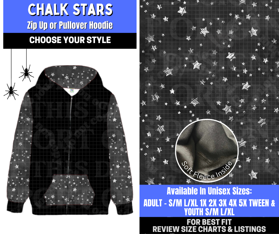 Preorder! Closes 1/26. ETA April. Chalk Stars Zip-Up or Pullover Hoodie