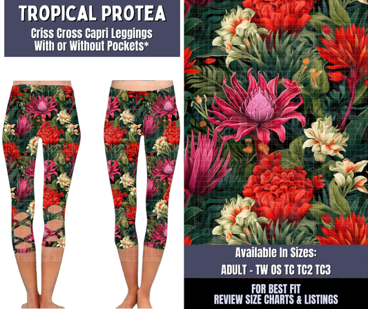 Preorder! Closes 4/1. ETA June. Tropical Protea Criss Cross Capri w/ Pockets