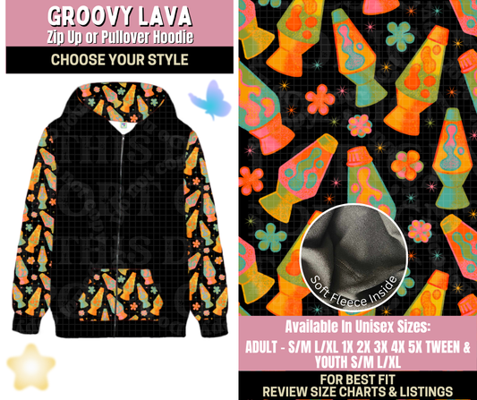 Preorder! Closes 9/25. ETA Dec. Groovy Lava Zip-Up or Pullover Hoodie