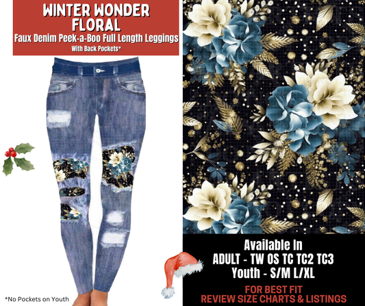 Preorder! Closes 9/24. ETA Dec. Winter Wonder Floral Full Length Faux Denim Peekaboo