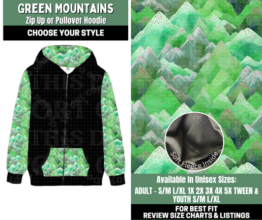 Preorder! Closes 12/4. ETA Feb. Green Mountains Zip-Up or Pullover Hoodie