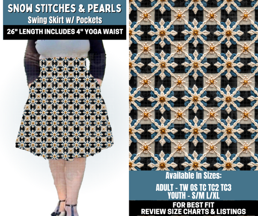 Preorder! Closes 10/13. ETA Jan. Snow Stitches & Pearls Swing Skirt