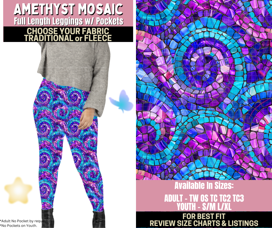 Preorder! Closes 9/25. ETA Dec. Amethyst Mosaic Leggings Choose Fleece or Traditional