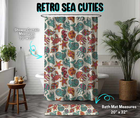 Preorder! Closes 3/26. ETA June. Retro Sea Cuties Custom Shower Curtain and/or Bath Mat