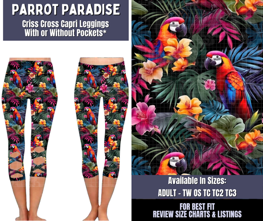 Preorder! Closes 4/1. ETA June. Parrot Paradise Criss Cross Capri w/ Pockets