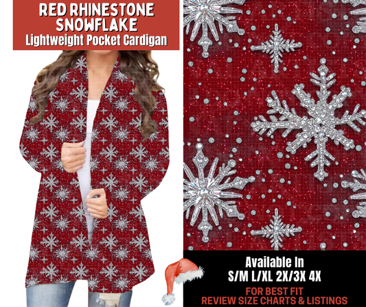 Preorder! Closes 9/24. ETA Dec. Red Rhinestone Snowflake Pocket Cardigan