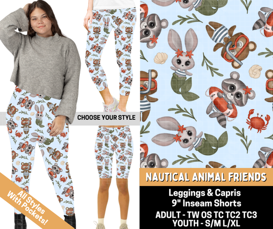 Preorder! Closes 5/25. ETA Aug. Nautical Animal Friends Combo Legging Lengths