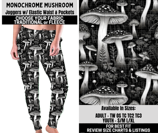 Preorder! Closes 10/6. ETA Dec. Monochrome Mushroom Joggers Choose Fleece or Traditional