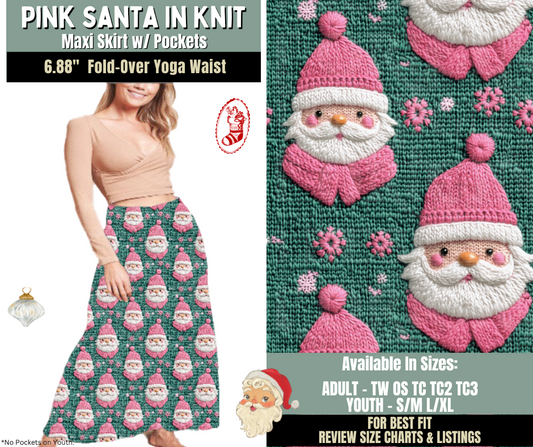 Preorder! Closes 9/15. ETA Dec. Pink Santa In Knit Maxi Skirt