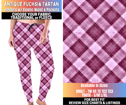 Preorder! Closes 10/15. ETA Jan. Antique Fuchsia Tartan Joggers Choose Fleece or Traditional