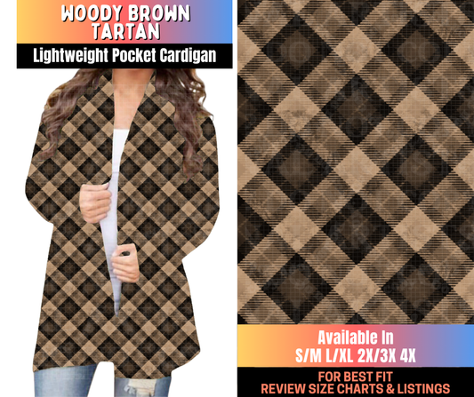 Preorder! Closes 10/15. ETA Jan. Woody Brown Tartan Pocket Cardigan
