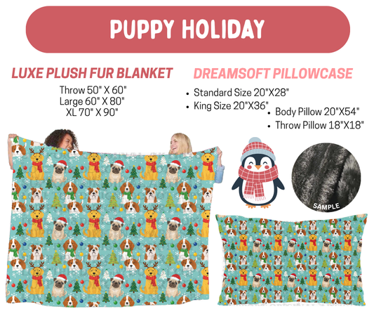 Preorder! Closes 8/17. ETA Nov. Puppy Holiday Luxe Plush Fur Blanket and/or DreamSoft Pillowcase