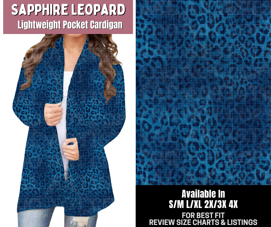 Preorder! Closes 6/4. ETA Sept. Sapphire Leopard Pocket Cardigan