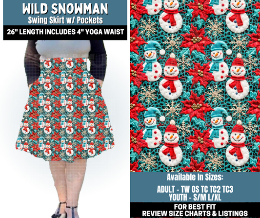 Preorder! Closes 10/13. ETA Jan. Wild Snowman Swing Skirt