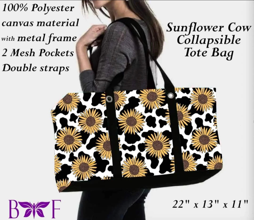 Sunflower Cow - Large Collapsible tote