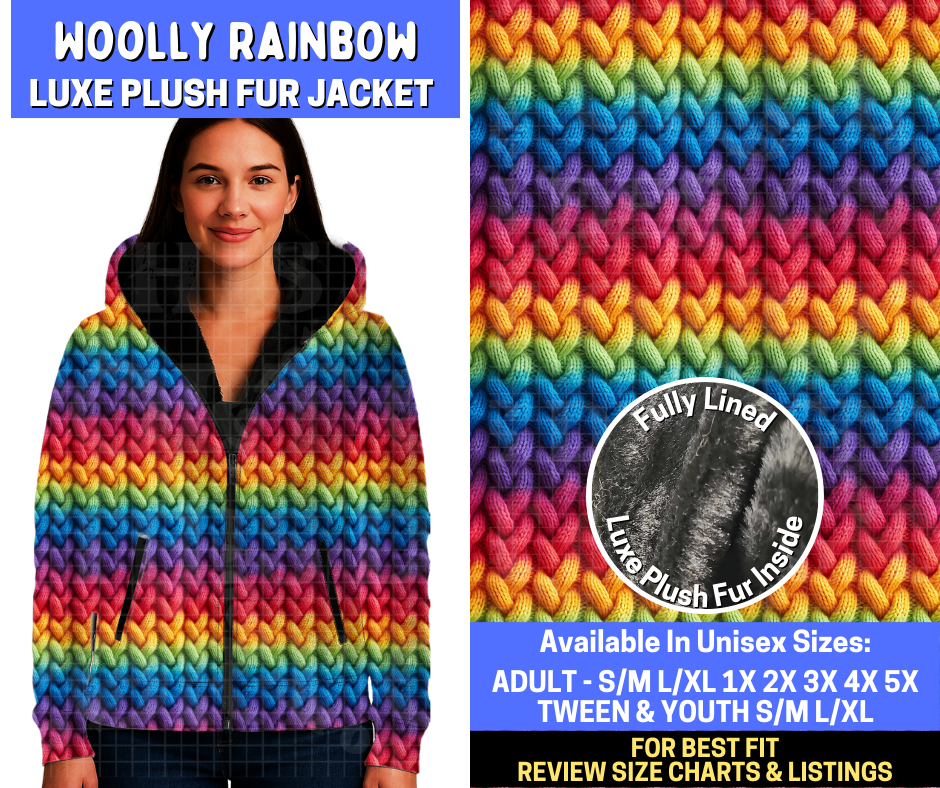 Preorder! Closes 10/20. ETA Jan. Woolly Rainbow Luxe Fur Jacket