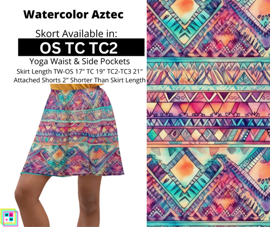 Watercolor Aztec Skort