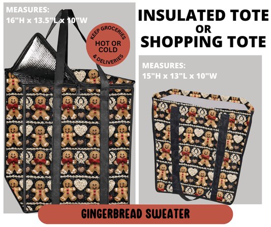 Preorder! Closes 9/11. ETA Dec. Gingerbread Sweater Shopping & Insulated Tote