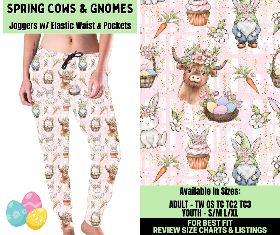Preorder! Closes 1/19. ETA April. Spring Cows & Gnomes Joggers