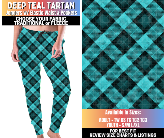 Preorder! Closes 10/15. ETA Jan. Deep Teal Tartan Joggers Choose Fleece or Traditional