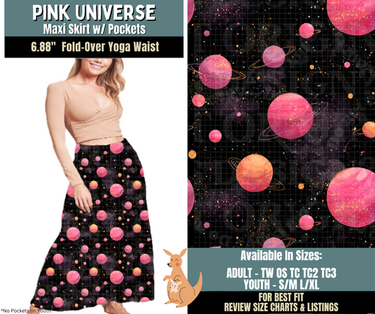 Preorder! Closes 10/2. ETA Dec. Pink Universe Maxi Skirt