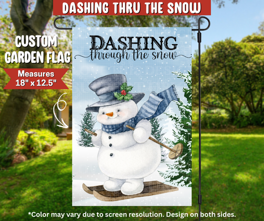 Preorder! Closes 9/22. ETA Dec. Dashing Thru The Snow Garden Flag