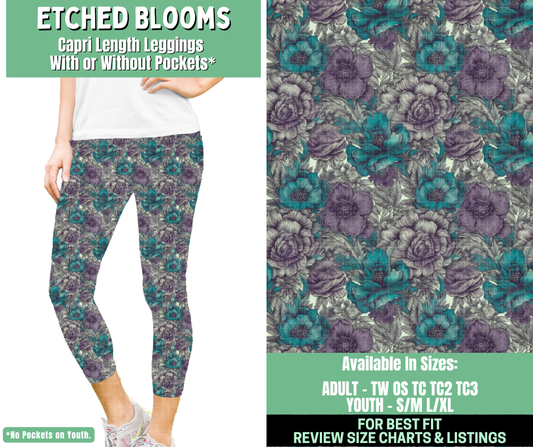 Preorder! Closes 1/7. ETA March. Etched Blooms Capri Length Leggings w/wo Pockets
