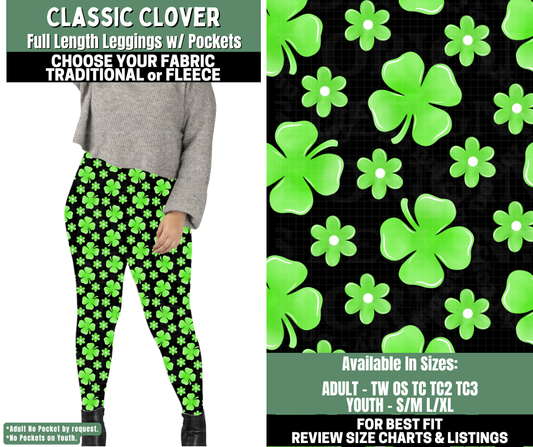 Preorder! Closes 12/4. ETA Feb. Classic Clover Leggings Choose Fleece or Traditional