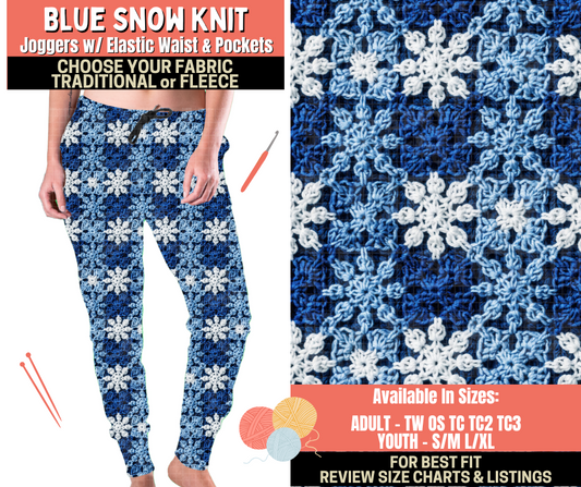 Preorder! Closes 10/1. ETA Dec. Blue Snow Knit Joggers Choose Fleece or Traditional