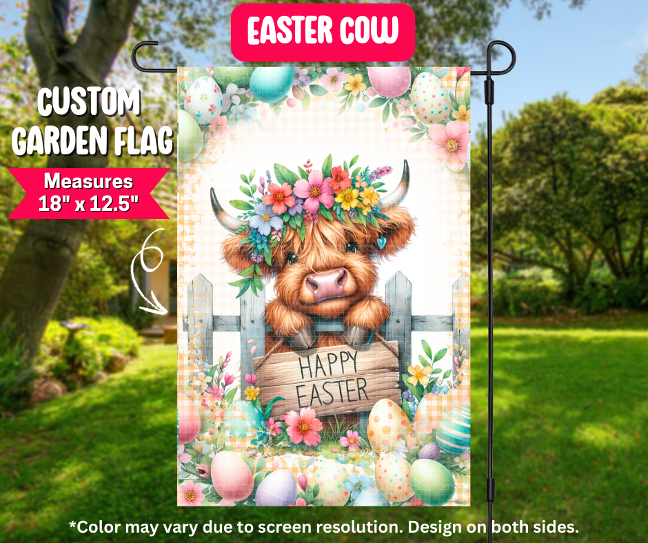 Preorder! Closes 12/25. ETA March. Easter Cow Garden Flag
