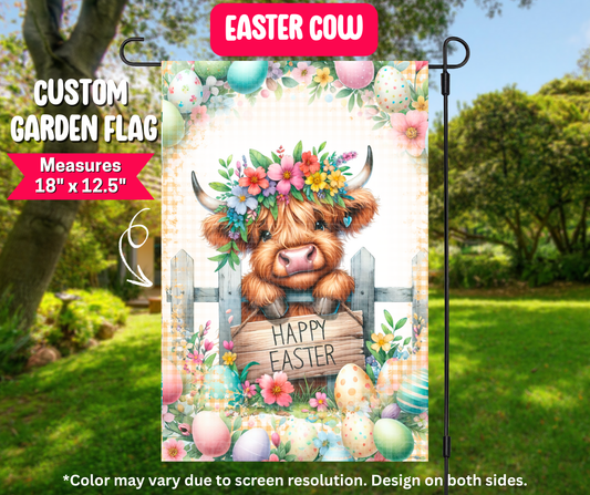 Preorder! Closes 12/25. ETA March. Easter Cow Garden Flag