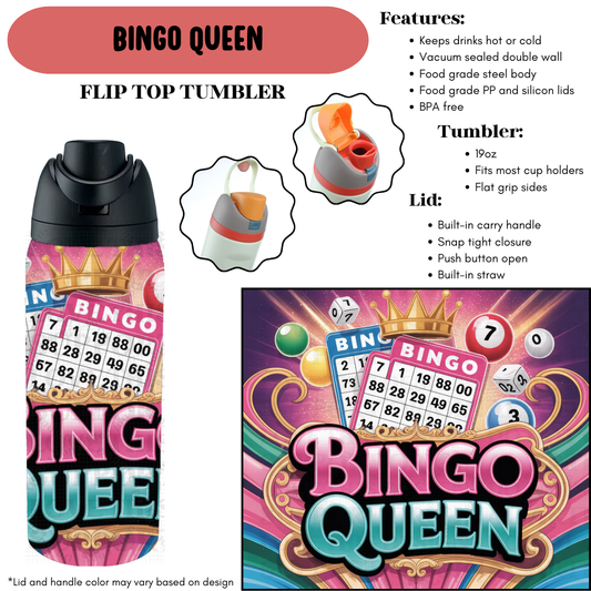 Preorder! Closes 9/18. ETA Dec. Bingo Queen Flip Top Tumbler