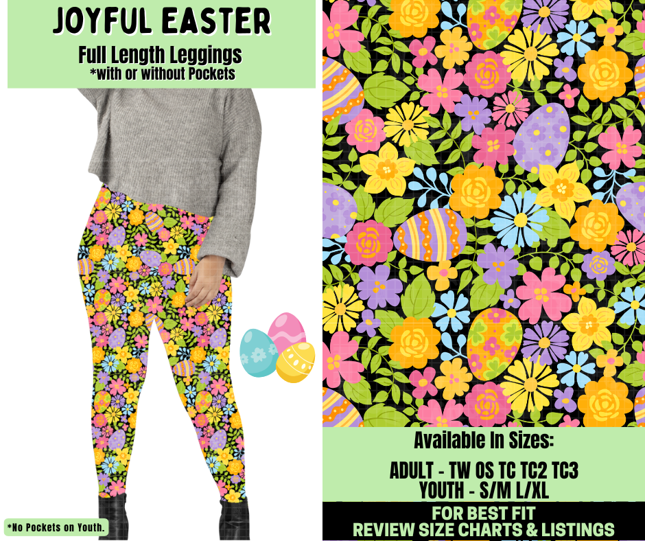 Preorder! Closes 1/19. ETA April. Joyful Easter Full Length Leggings w/wo Pockets