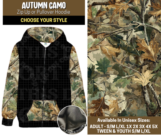 Preorder! Closes 9/12. ETA Dec. Autumn Camo Zip-Up or Pullover Hoodie