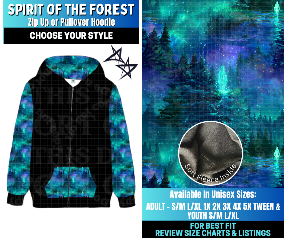 Preorder! Closes 12/17. ETA March. Spirit Of The Forest Zip-Up or Pullover Hoodie