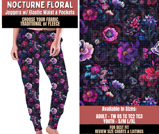 Preorder! Closes 10/22. ETA Jan. Nocturne Floral Joggers Choose Fleece or Traditional