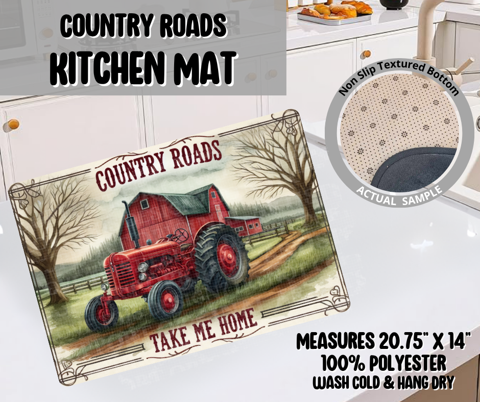 Preorder! Closes 11/26. ETA Feb. Country Roads Kitchen Mat