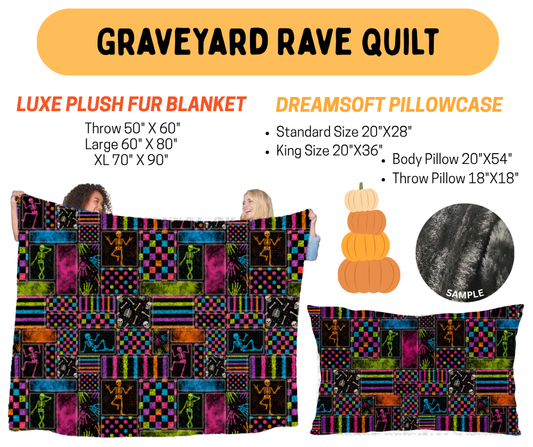 Preorder! Closes 7/8. ETA Oct. Graveyard Rave Quilt Fur Blanket and/or DreamSoft Pillowcase