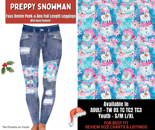Preorder! Closes 9/24. ETA Dec. Preppy Snowman Full Length Faux Denim Peekaboo