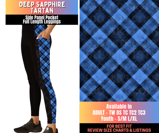 Preorder! Closes 10/15. ETA Jan. Deep Sapphire Tartan Side Panel Pocket Full Length Leggings
