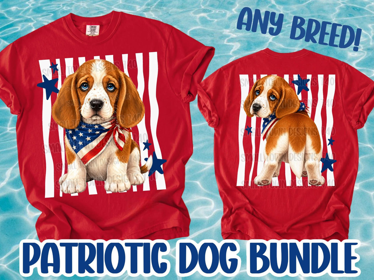 PATRIOTIC PUPS DOUBLE SIDED TEE - MULTIPLE BREEDS!