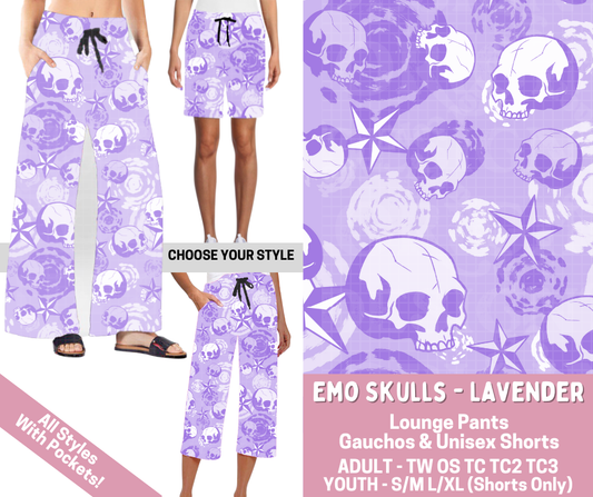 Preorder! Closes 2/23. ETA May. Emo Skulls- Lavender Combo Lounge Lengths