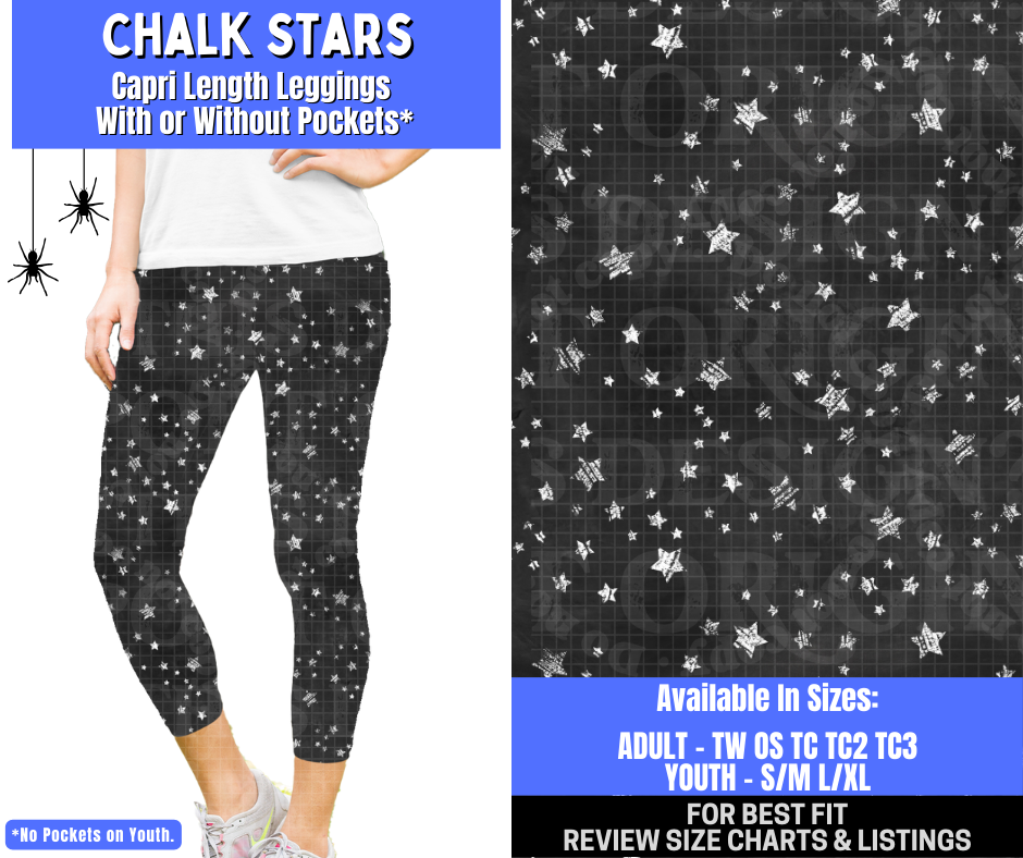 Preorder! Closes 1/26. ETA April. Chalk Stars Capri Length Leggings w/wo Pockets