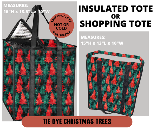 Preorder! Closes 9/11. ETA Dec. Tie Dye Christmas Trees Shopping & Insulated Tote