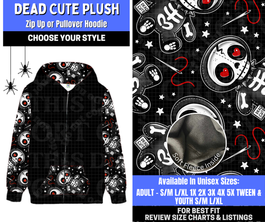 Preorder! Closes 1/26. ETA April. Dead Cute Plush Zip-Up or Pullover Hoodie