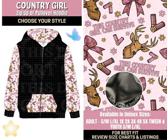 Preorder! Closes 9/25. ETA Dec. Country Girl Zip-Up or Pullover Hoodie