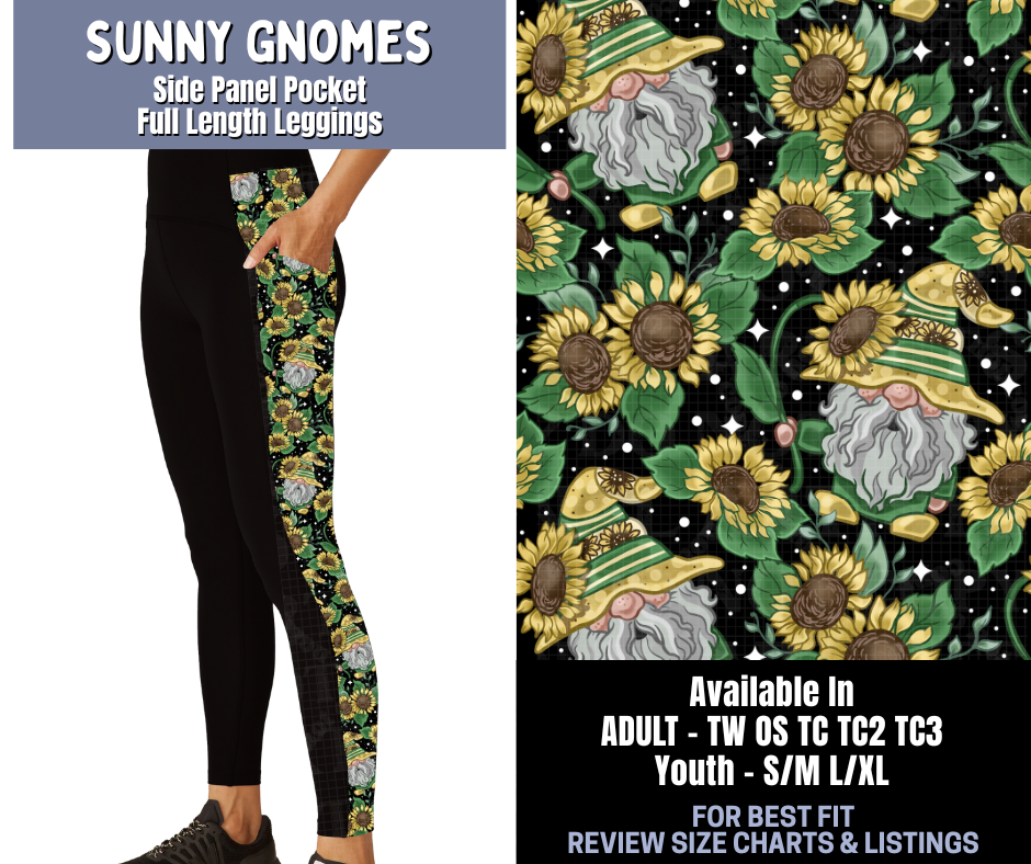 Preorder! Closes 1/8. ETA March. Sunny Gnomes Side Panel Pocket Full Length Leggings