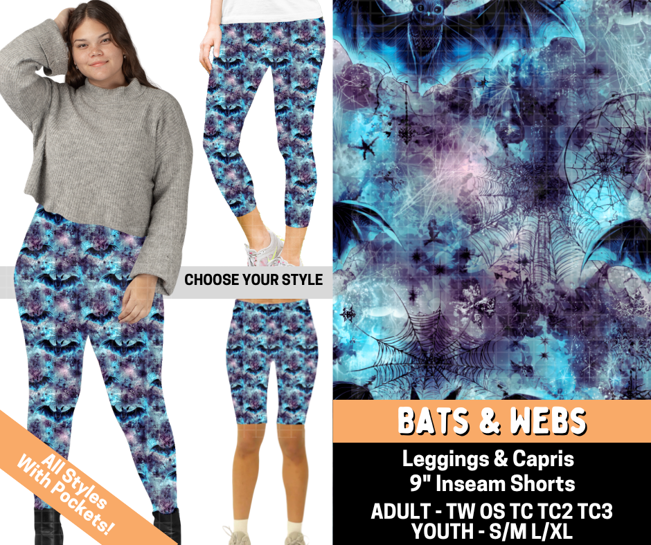 Preorder! Closes 7/1. ETA Oct. Bats & Webs Combo Legging Lengths