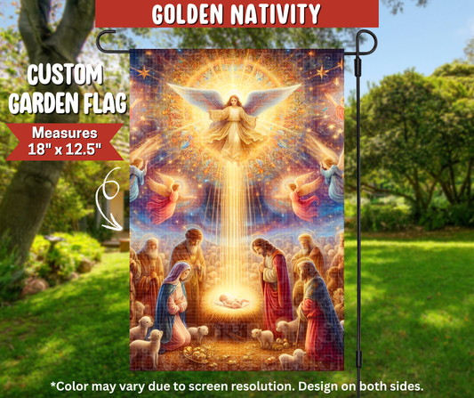 Preorder! Closes 9/22. ETA Dec. Golden Nativity Garden Flag