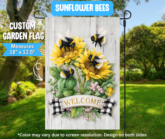 Preorder! Closes 3/9. ETA June. Sunflower Bees Garden Flag